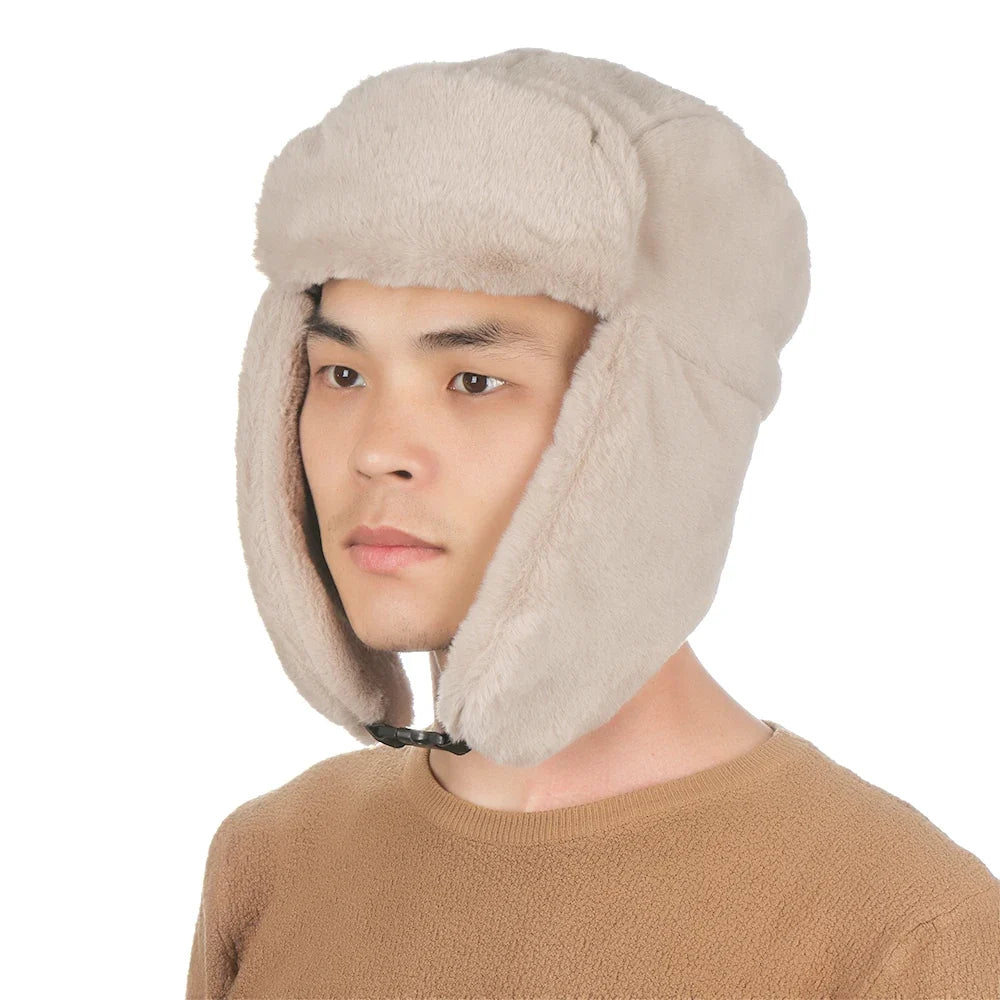 Women Men Thick Plush Windproof Winter Hat Russian Ushanka Snow Caps Bomber Hat