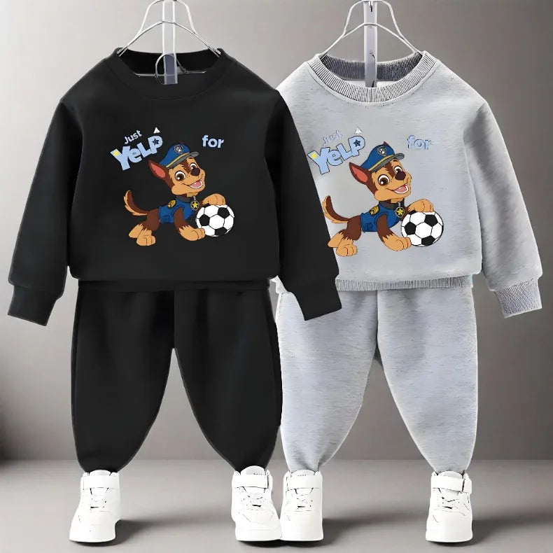 Spring Fall Boys O Neck Pullover and Sweatpant Two Piece Set Children's Casual Hoodies Sets Kids Sport Clothes Suit