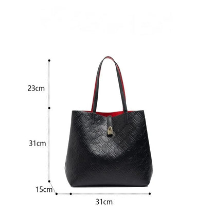 Solid Color Women's Bucket Bag Classic Luxury Letter Printing Simple Commuting Large Capacity Women's Handbag
