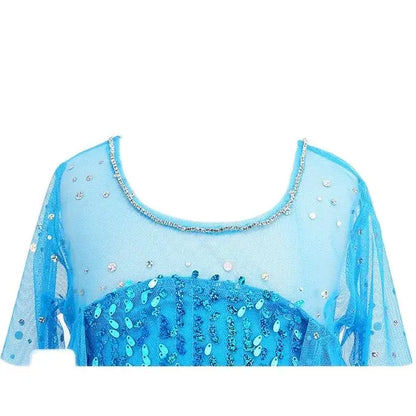 Halloween Elsa Dress Kids Cosplay Costumes Sequined Mesh Ball Gown Carnival Party Frozen Prom Gown Princess Dress for Girl