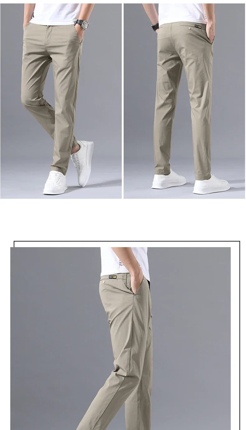 Spring Summer Thin Slim Men Casual Pants Classic Business Cotton Stretch Golf Trousers Korean Fashion Male Clothing Pants