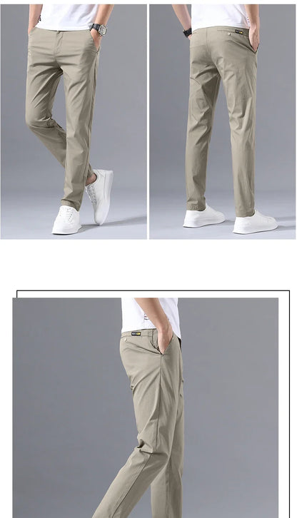 Spring Summer Thin Slim Men Casual Pants Classic Business Cotton Stretch Golf Trousers Korean Fashion Male Clothing Pants