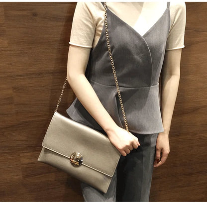 Brand Design Women Clutch Bag Elegant Ladies Shoulder Bag Female Handbag PU Leather Chains Envelope Shoulder Bag Clutches bolsa