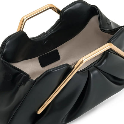 Women's PU Leather Pleated Going Out Clutch Bag Top Handle Evening Bag Party Wedding Bridesmaid Geometric Metal Handle Handbag