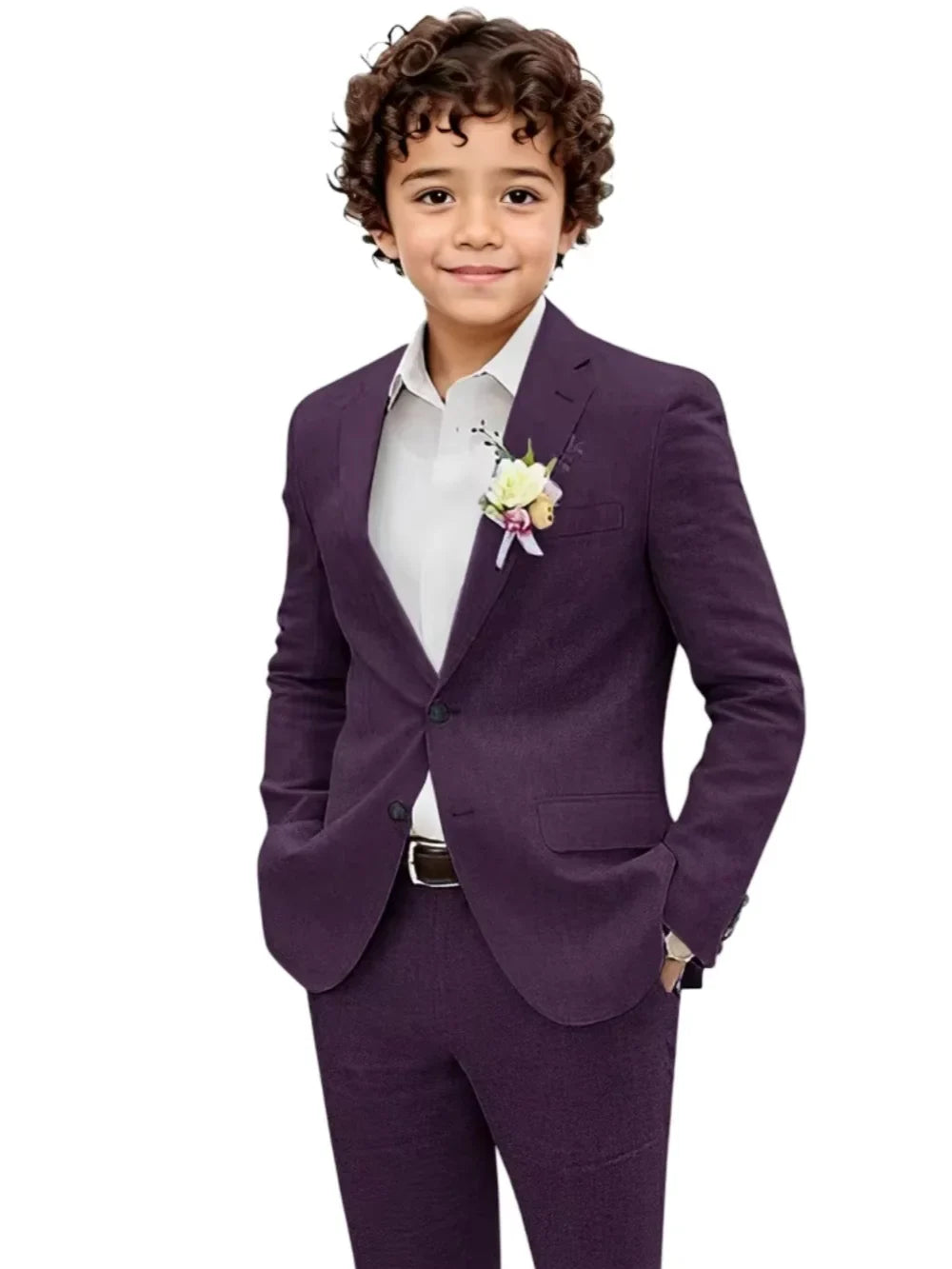 Summer Boys Linen Suit Set 2 Pieces Jacket Pants Beach Wedding Wear Notched Lapel Kids Handsome Tuxedo For Birthday Party 2-20T