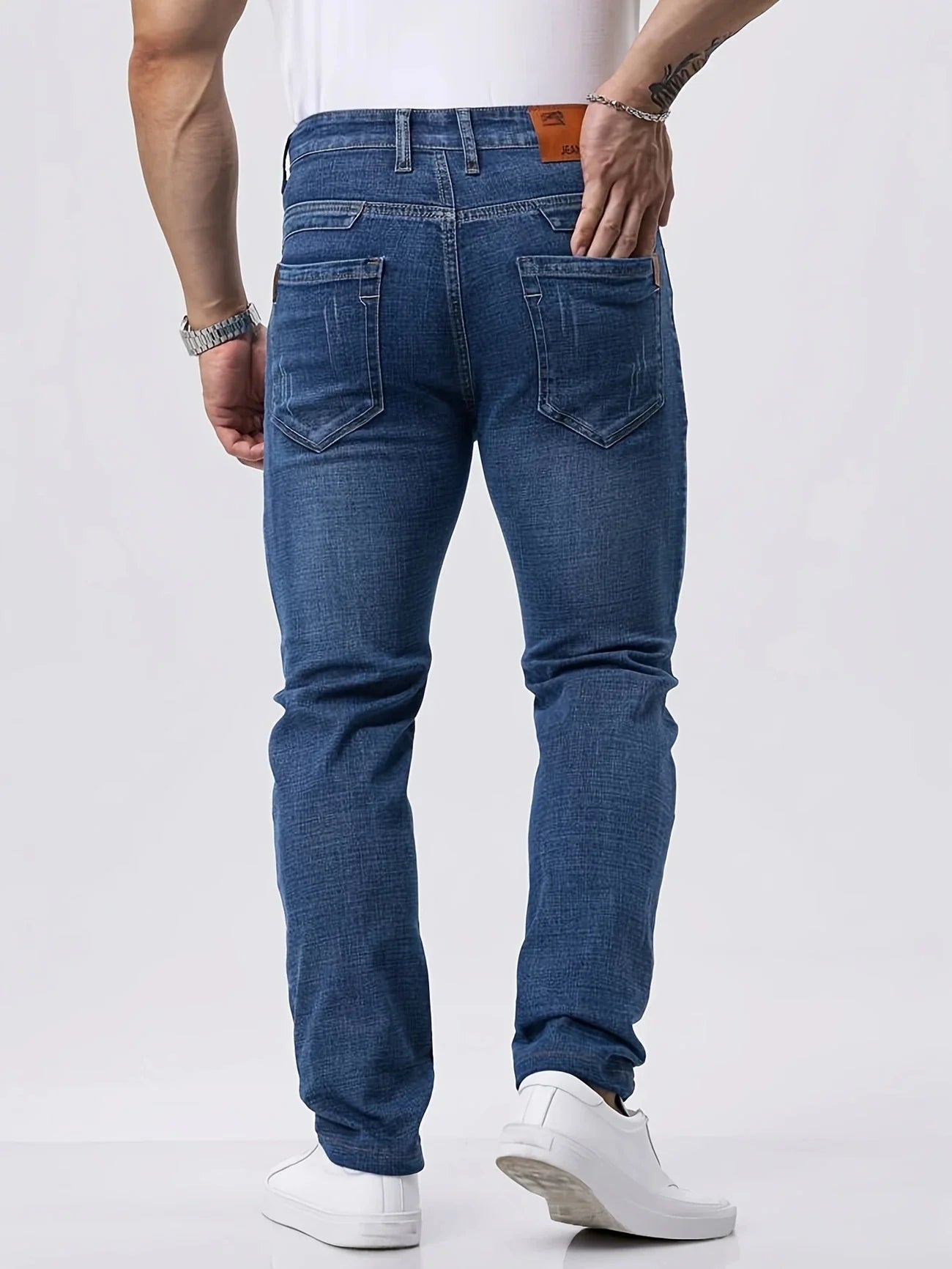 New Business Men's Jeans Casual Straight Stretch Fashion Classic Blue  Work Denim Trousers Male Brand Clothing 29-40size