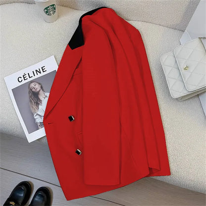 Spring Women's Suit Jacket Fashionable Korean Design Commute Style Long Sleeve Polyester Blend Urban Windbreaker