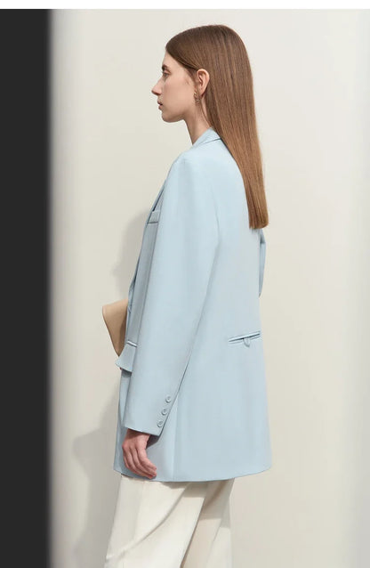 Minimalism Blazer for Women Korean 2023 Sping New Loose Office Lady Women's Jacket Fashion Black Solid Female Coat 12321065