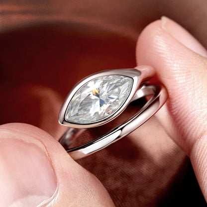 0.5-2CT Marquise Cut Moissanite Rings for Women Lab Diamond Solitaire Wedding Band Girls 925 Sterling Silver Jewelry Fine