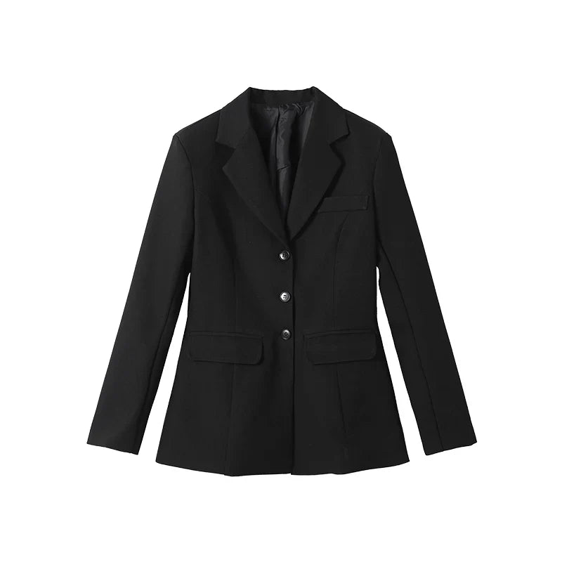 Casual Single-breasted Suit Jackets 2026 Spring New Female Elegant Lapel Full Sleeve Blazers Coat Women's Waist-cinching Outwear
