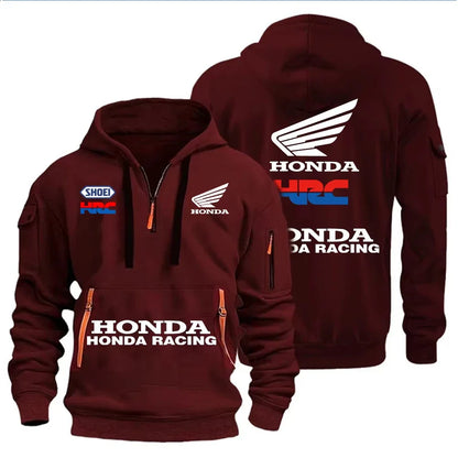 Racing Autumn and Winter Men's Multi-Pocket Zipper Hoodie Casual Sportswear and Loose Hoodie Long Sleeve Top