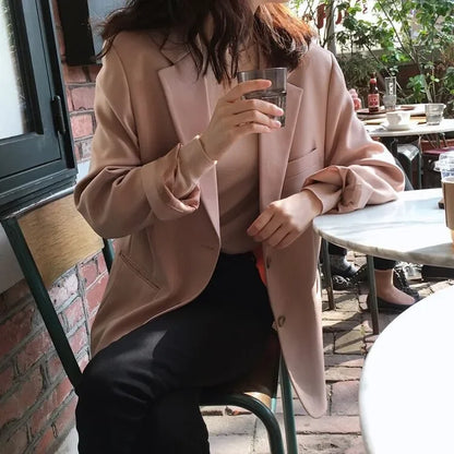 Chic Black Women's Short Suit Jacket Korean Style Casual High-End Feeling Spring Autumn New Fashion Polyester Fiber Coat