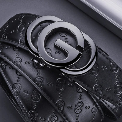 Luxury Men's Belt, Automatic Buckle Belt for Men, High Quality Genuine Leather Belt Printed Design Men's Business Belt Men