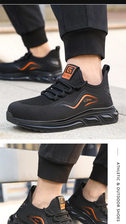 Breathable safety shoes summer man anti puncture safety work sneakers with iron toe male safety shoes men lightweight work shoes
