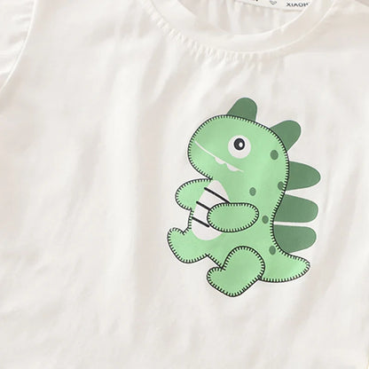 0-5 Years Old Toddler Baby Boys Dinosaur Print T-Shirt & Denim Shorts 2Pcs Casual Outfit Summer Kids Clothing Set