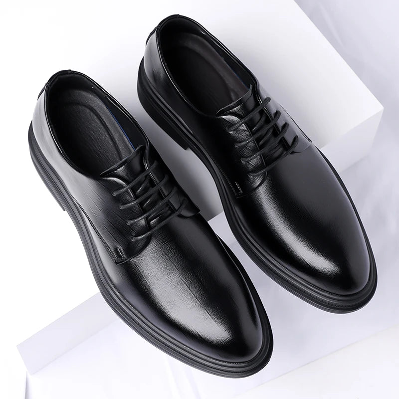 Men's Formal Leather Shoes Lace Up Breathable Non-slip Rubber Sole Lightweight Comfortable Dress Shoes Office & Special Occasion