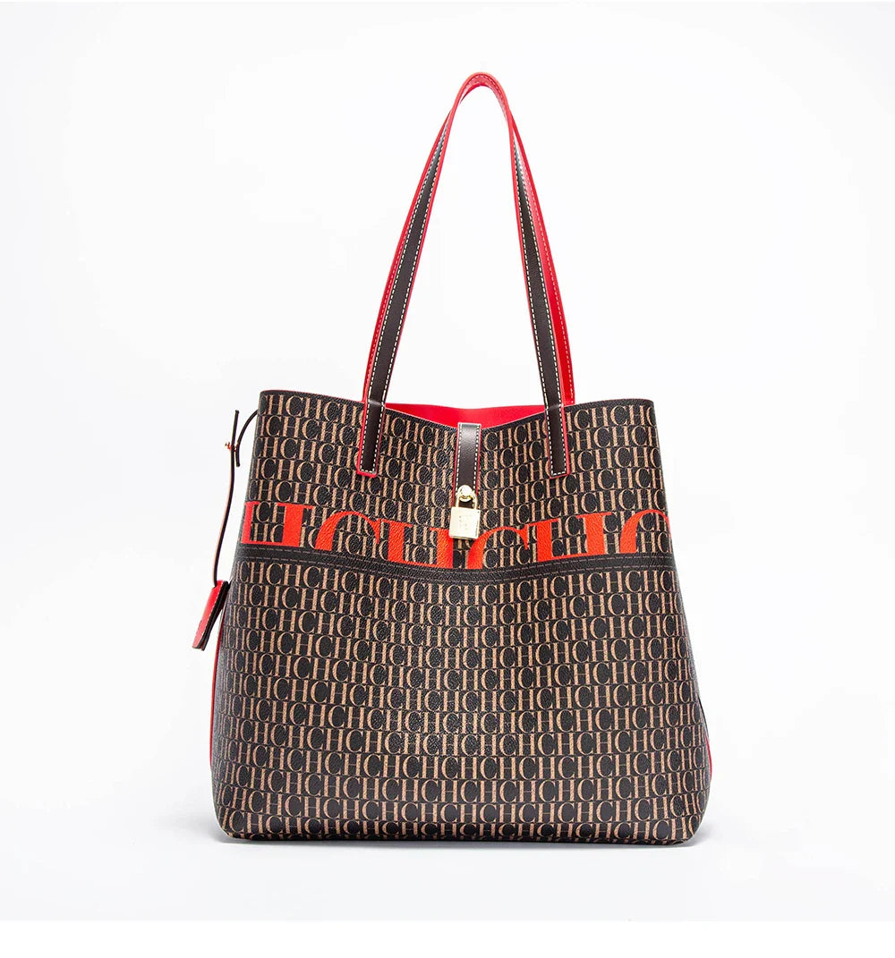 Classic Retro Women's New 2024 Tote Bag Large Capacity PVC Material Commuter Office Women's Shoulder Bag