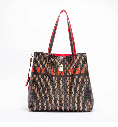 Classic Retro Women's New 2024 Tote Bag Large Capacity PVC Material Commuter Office Women's Shoulder Bag
