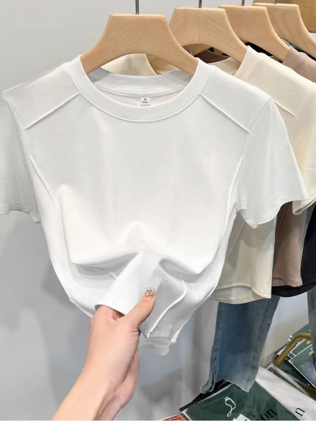 2026 Summer White T-shirt Cotton Female Short-sleeved Student Versatile Slim T-shirt Harajuku Crop Top Trend