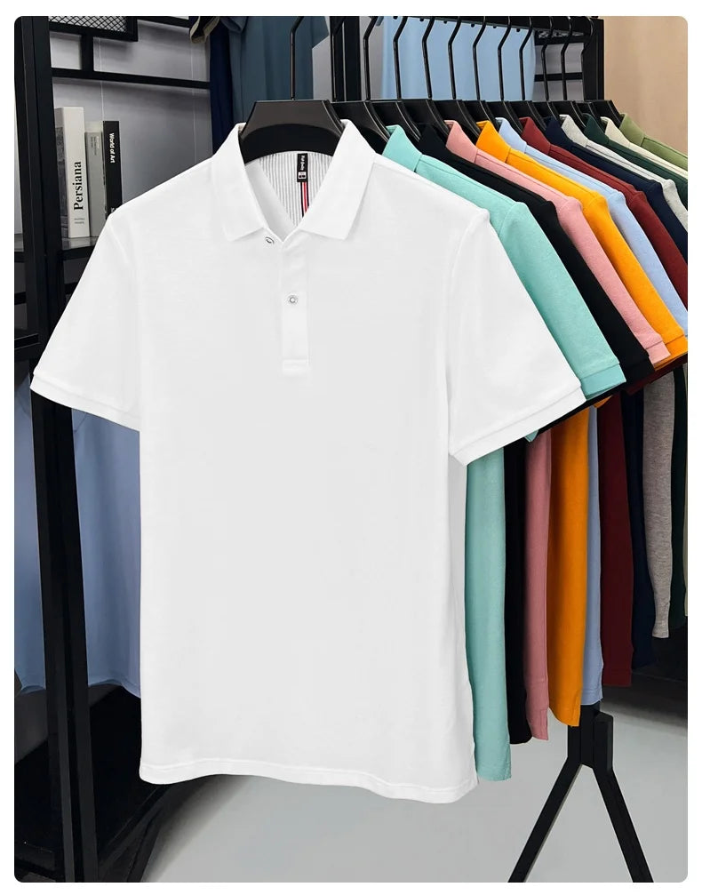 100% cotton short sleeve polo shirt comfortable lightweight high-end brand fashionable simple summer men's casual lapel T-shirt