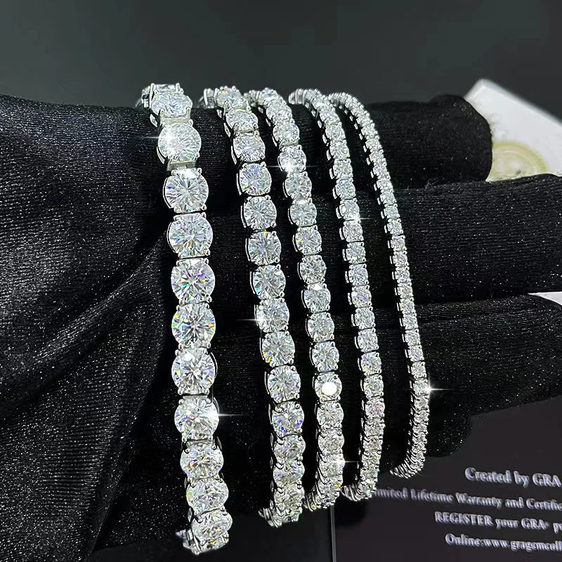 Luxury  Jewelry VVS Moissanite  Sterling Silver 925 Fashion Moissanite Tennis Chain Bracelet and Necklace For Women