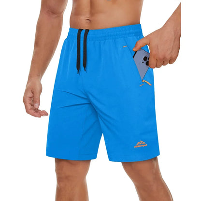 Quick Dry Athletic Running Shorts with Zipper Pockets Men's Summer Shorts for Gym Training Workout Hiking Casual Shorts