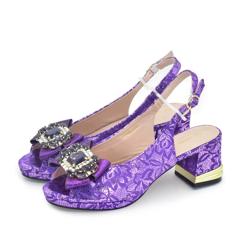 New Arrival Nigeria Italian Shoes and Matching Bags with Rhinestone Matching Shoes and Bags Sets for Women Crystal Women Pumps