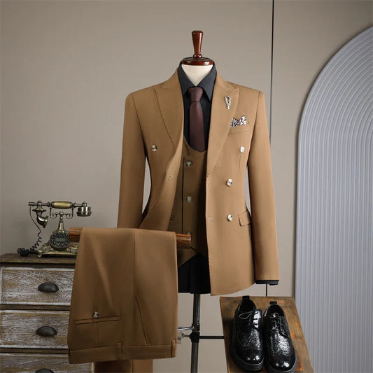 Evening Dinner Formal Slim Fit Suit Sets For Men Wedding Party Classic Tuxedos Fashion Banquet Male High-end Outfits 3 Pieces
