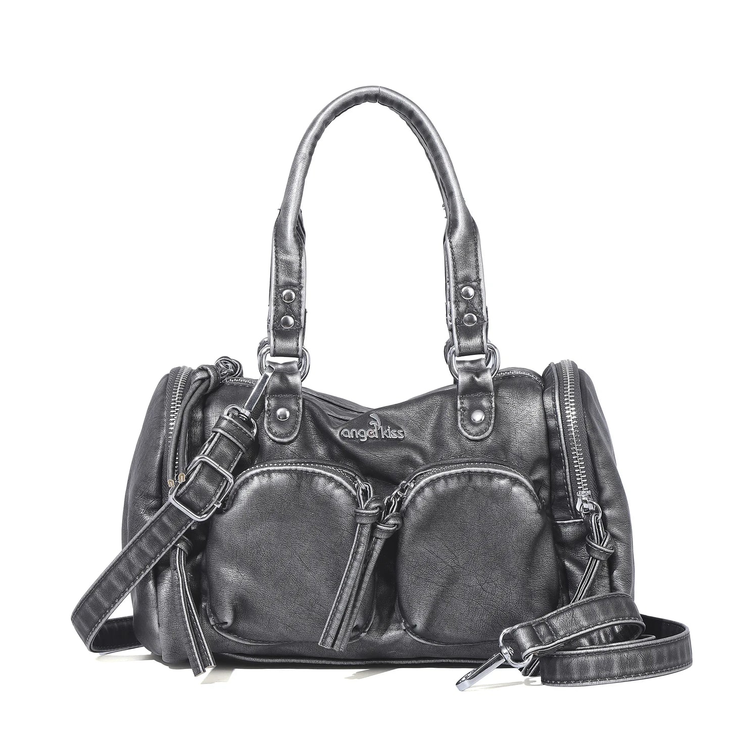Vintage Women Handbags Small Satchel Top-handle Boston Bag PU Shoulder Bag Fashion Dumpling Pack Multi-pockets Shoulder Bags