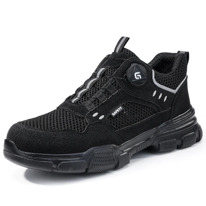 Summer Safety Breathable Shoes Men Anti-smash Anti puncture Work Sneakers Steel toe shoes Rotating button Protection Shoes