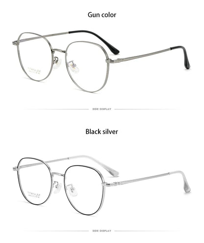 Simple Fashion Large Frame Titanium Design Women Anti-blue Light Reading Glasses Men Customized Prescription 02-K5012