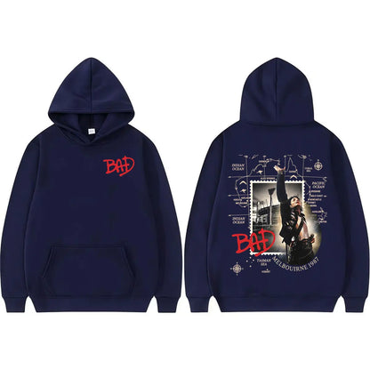 King of Pop Michael Jackson Bad Tour Pullovers Men Women Retro 80s Harajuku Fashion Hoodies High Quality Casual Cozy Sweatshirts