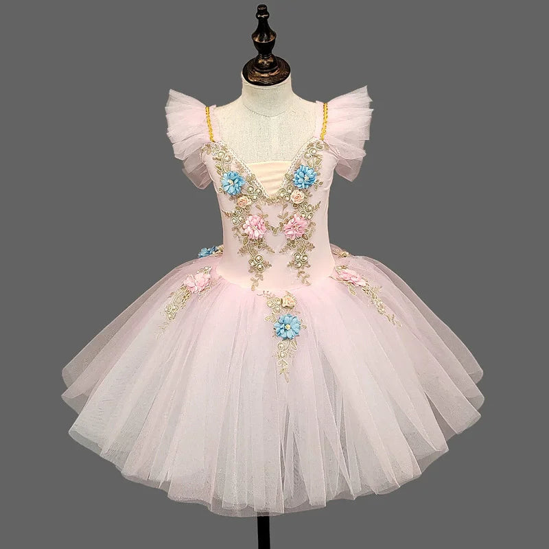 Children's Ballet Skirt Dance Girls Dress Tutu Performance Costume Flower Princess Ballet Girl Clothing Vestidos Kids Ballerine
