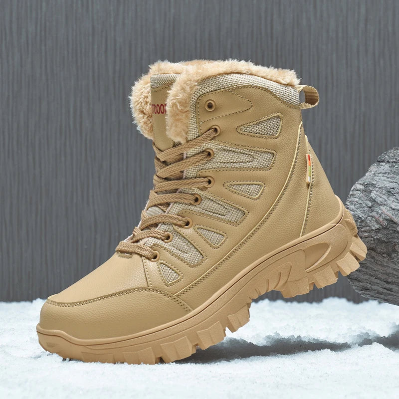 2024 New Winter men boots  Slippers Warm Men Shoes Waterproof Non-Slip Plush Sneakers Male  leather Boots Plus size  48