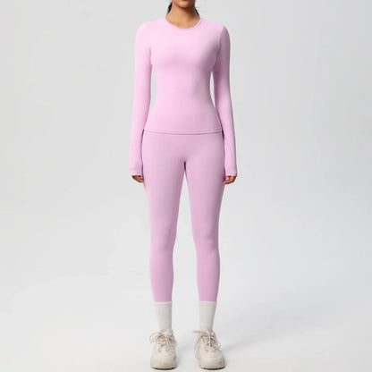 2 PCS Sportswear Yoga Set Gym Clothes Yoga Suits For Women Fitness Set Tracksuits Sports Long Sleeve Crop Top Gym Leggings