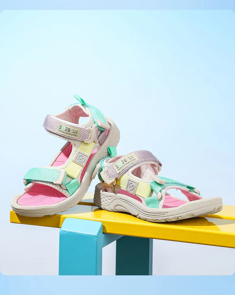 New Summer Kids Sport Sandals, Children Casual Breathable Barefoot Shoes, Non-Slip Lightweight Water Beach Sandals for Boys
