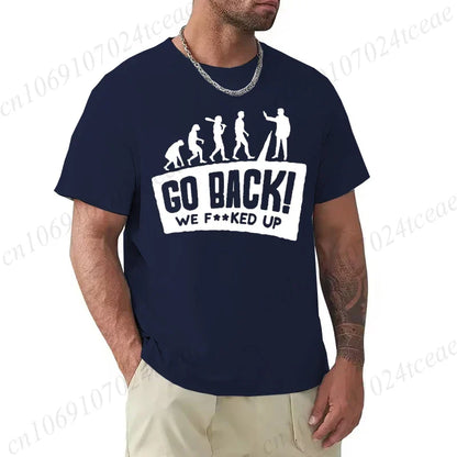 Evolution Themed Humor Print Men's T-Shirt Clothing Oversized Humorous Graphic Tee Shirts for Women Tops Tees Hip Hop Streetwear