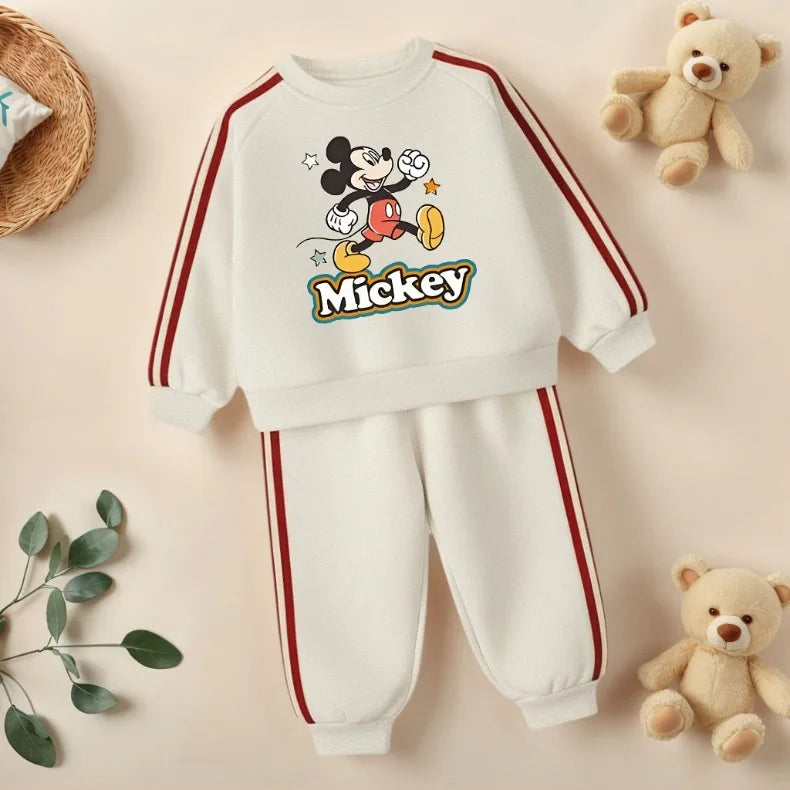 2026 Spring Cartoon Printed Children's Casual Sweatshirts Sets Boys O Neck Hoodies Long Pant Two Piece Suit Girls Tracksuit New