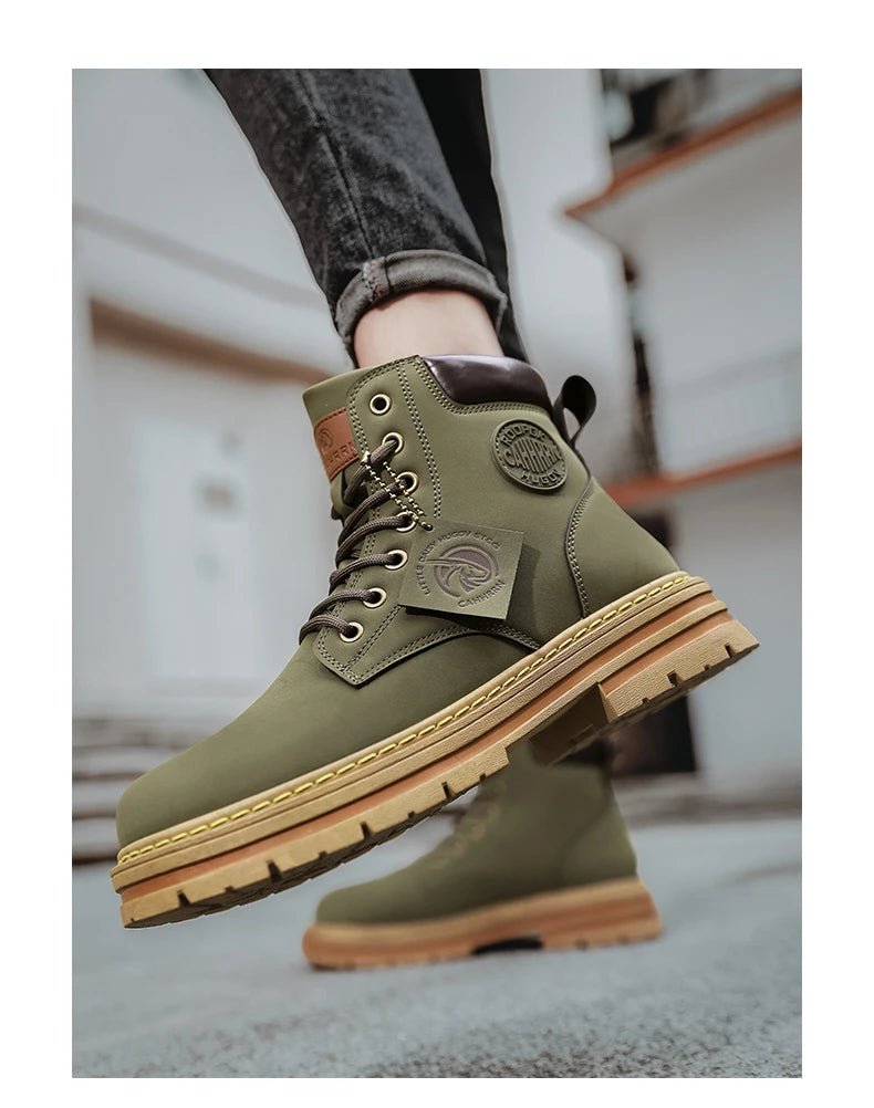 Big Size48 Men Boots Fashion Motorcycle Ankle Boots for Men Waterproof Hiking Boot Winter Chelsea Retro Boots Comfy Botas Hombre