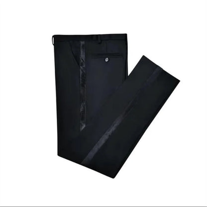 Black Men Suit Pants with Side Satin Stripe One Piece Slim Fit Formal Male Trousers Official Fashion Italian Style