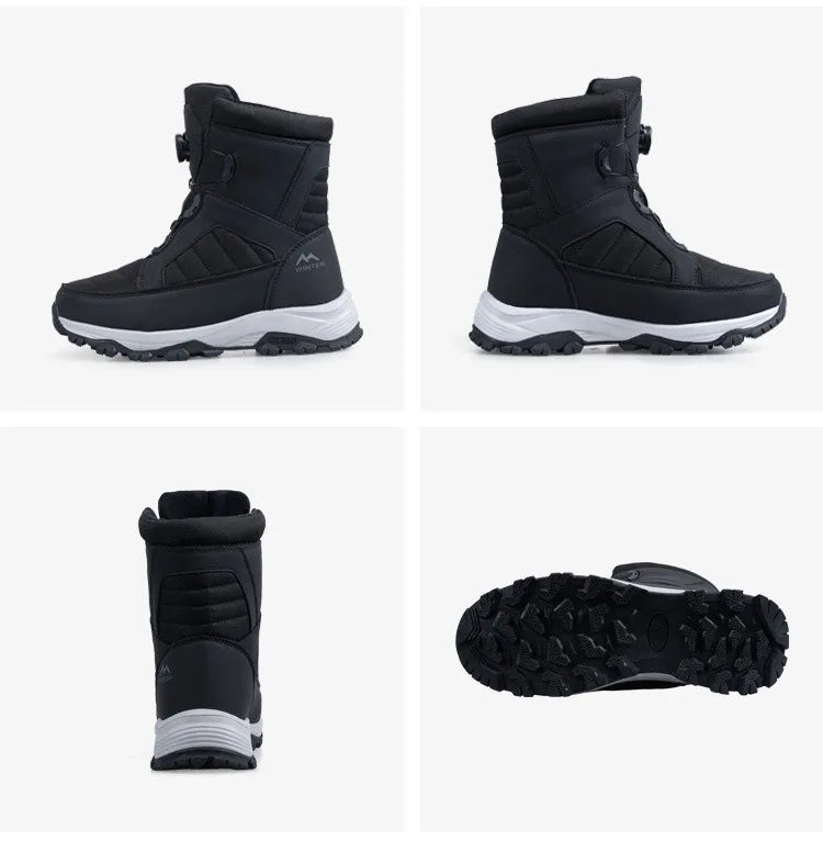 Mens Snow Boots Thickened Velvet Winter Boots Rotating Buckle Design Mid-calf Boots Plush Warm Cotton Shoes for Men Botas Hombre
