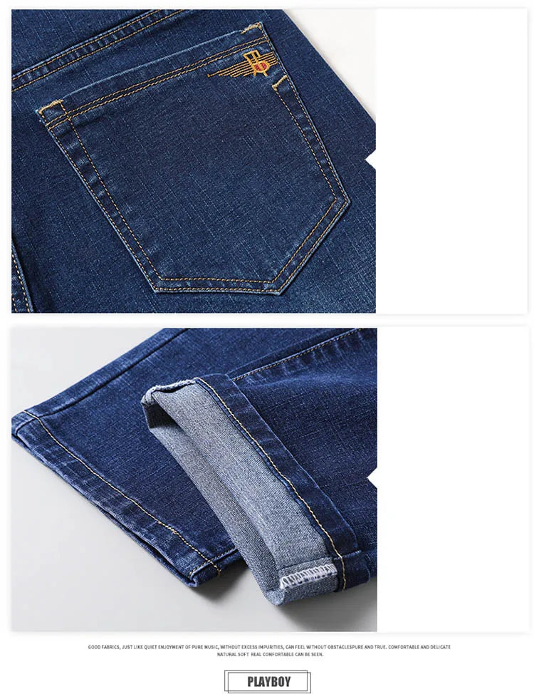 Plus Size 28-46 Spring Autumn Classic Business Trousers Male Brand Men's Fashion Casual Jeans Straight Elasticity Denim Pants