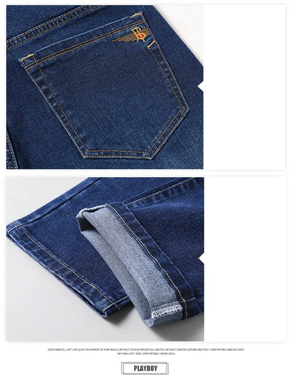 Plus Size 28-46 Spring Autumn Classic Business Trousers Male Brand Men's Fashion Casual Jeans Straight Elasticity Denim Pants