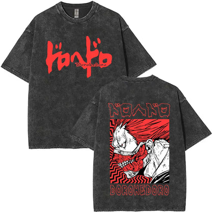 Anime Dorohedoro Kaiman Washed T-Shirt Men's Women Clothing Hip Hop Gothic Y2k T-Shirt Oversized Short Sleeve Cotton Tees Tops
