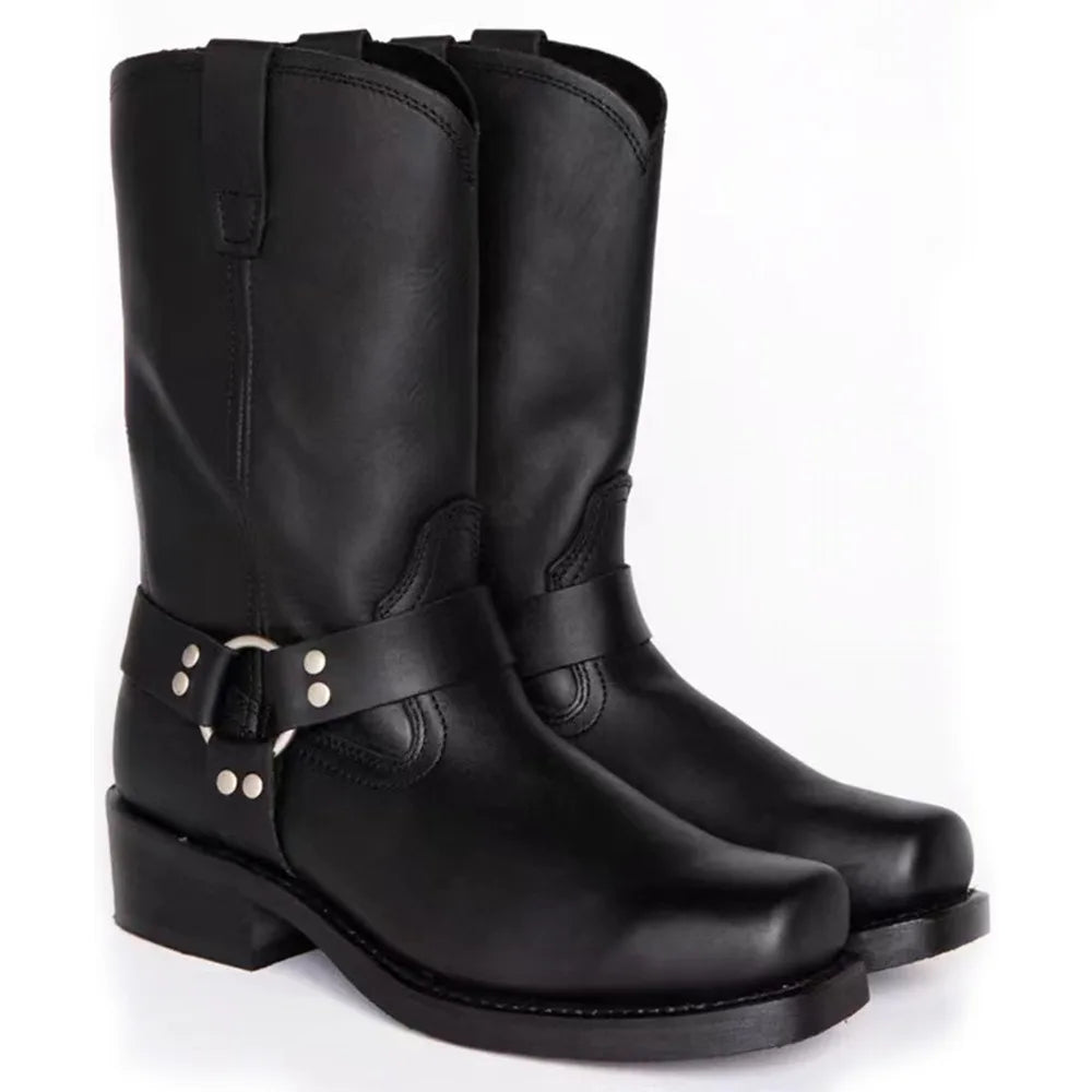2026 Retro Men Western Boots Hand Work Cowboy Boots Male Lightweight Comfort Knight Boots Autumn Winter New Men’s Shoes Zapatos
