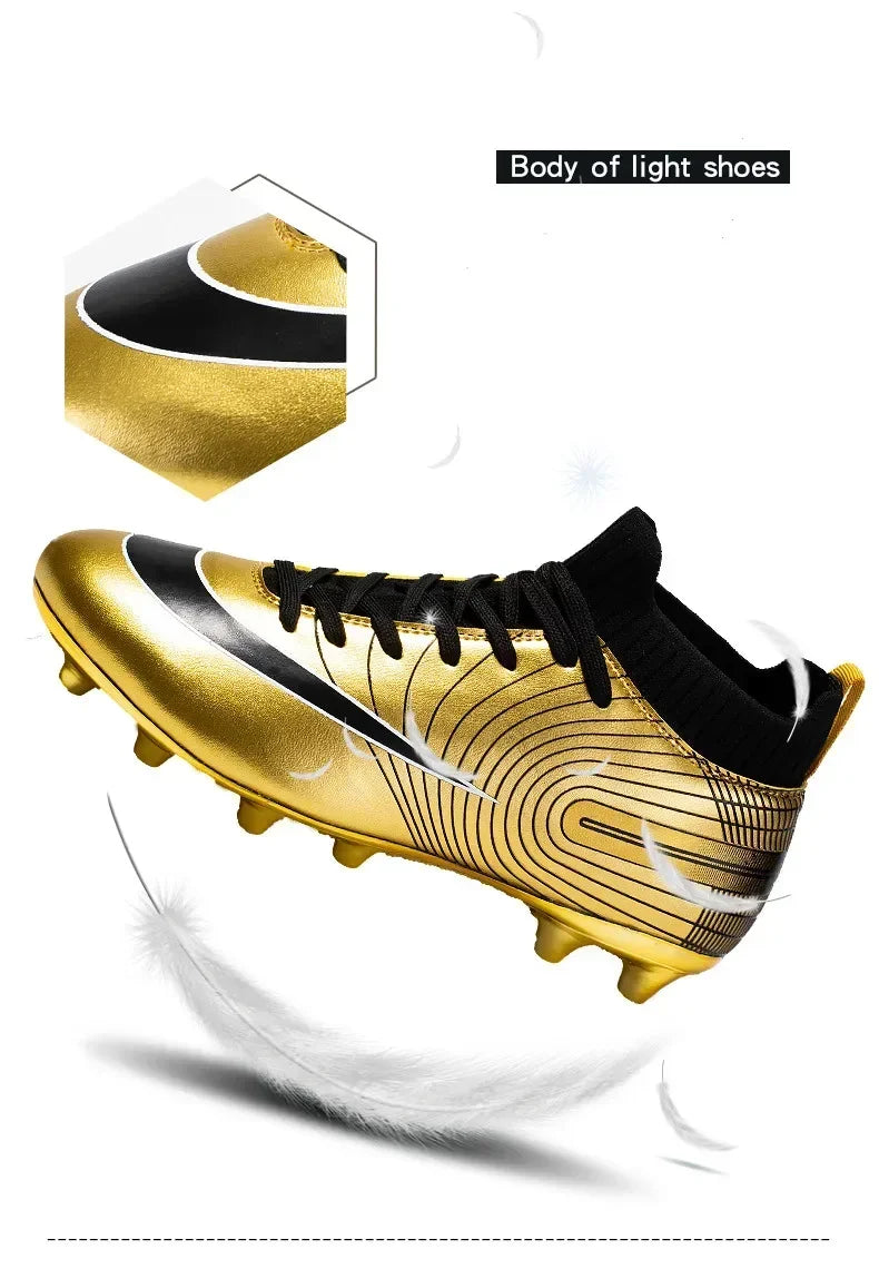 Men Soccer Shoes Ankle Outdoor Long Spikes Football Boots TF Professional Grass Cleats Unisex Football Shoes Chuteira Society