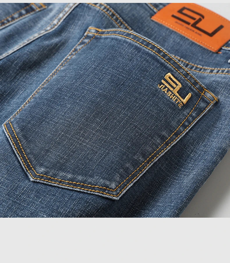 2024 Cotton Stretch Jeans Men Classic Retro Straight Slim Straight Trouser Male Korea Brand Clothing Denim Pants Plus Size 40