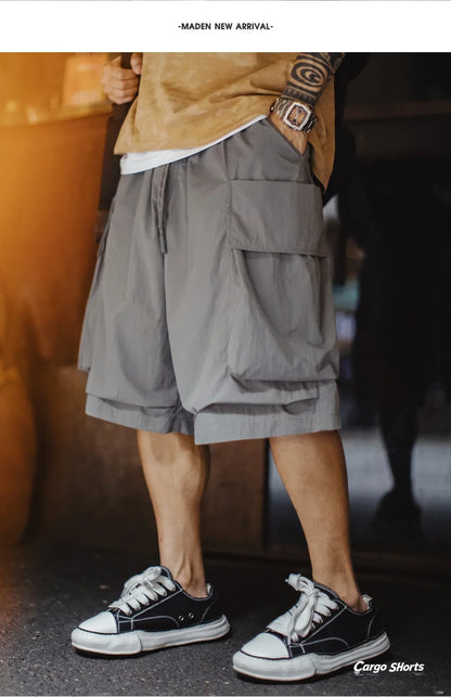 2026 New American Retro Mountain Lightweight A-line Shorts Men Big Pocket Functional Straight Leg Summer Pants Cargo Pants