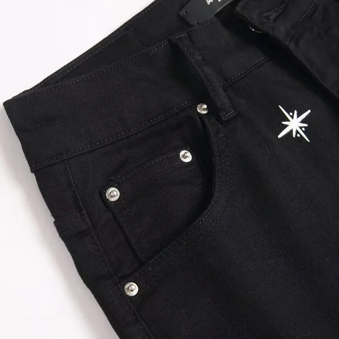 Autumn and Winter Fashion Trend Print Retro Straight Tube Elastic Men's Denim Pants Casual Sports Comfortable High-Quality Jeans