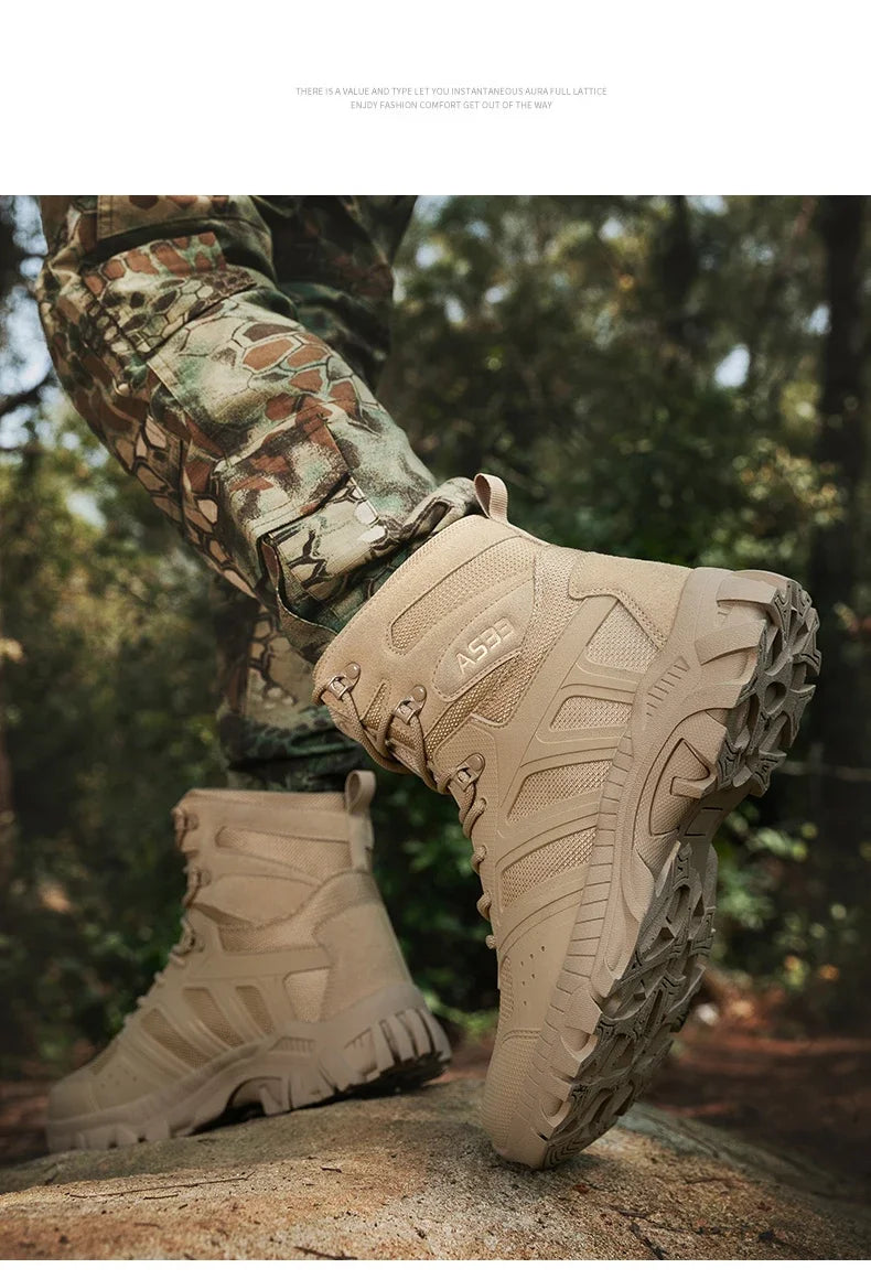 Men Tactical Boots Lace Up Desert Military Work Ankle Hiking Shoe Climbing Shoe Army Boot Unisex Size Plus Male Brand Waterproof